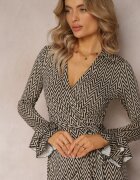 by swan Rochie petrecută bej-negru cu volane Lutorius