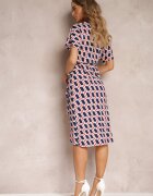 by swan Rochie petrecută bleumarin legată în talie cu model geometric Aphrosia