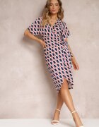 by swan Rochie petrecută bleumarin legată în talie cu model geometric Aphrosia