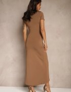 by swan Rochie petrecută maro drapata din vâscoză cu croială ajustată Natisse