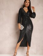 by swan Rochie petrecută neagră cu paiete Netine
