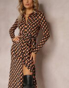 by swan Rochie Portocalie-Neagră Tip cămașă Evazată Burrus