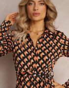 by swan Rochie Portocalie-Neagră Tip cămașă Evazată Burrus