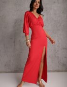 by swan Rochie Roșie Asimetrică cu elastic în talie și cu lănțișor la umăr Jisse