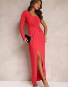 by swan Rochie roșie asimetrică maxi decorată cu drapaj Kiari