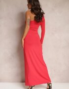 by swan Rochie roșie asimetrică maxi decorată cu drapaj Kiari