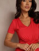 by swan Rochie roșie cambrată cu încrețituri decorative și adaos de vâscoză Avenile