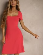by swan Rochie Roșie cu Viscoză cu croială evazată cu decolteu pătrat Miluriela