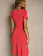 by swan Rochie Roșie cu Viscoză cu croială evazată cu decolteu pătrat Miluriela