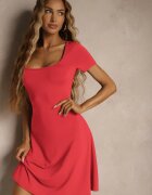 by swan Rochie Roșie cu Viscoză cu croială evazată cu decolteu pătrat Miluriela