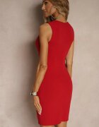 by swan Rochie Roșie din vâscoză cu croială creion fără mâneci Nelifara