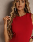 by swan Rochie Roșie din vâscoză cu croială creion fără mâneci Nelifara