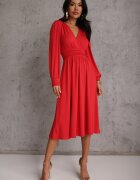 by swan Rochie Roșie din Viscoză cu Croială Cloș cu Partea de Sus tip Plic Seliane