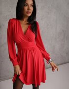 by swan Rochie Roșie din Viscoză cu Croială Cloș Selaitea
