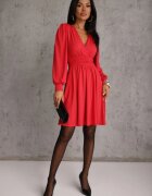 by swan Rochie Roșie din Viscoză cu Croială Cloș Selaitea
