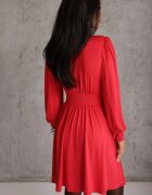 by swan Rochie Roșie din Viscoză cu Croială Cloș Selaitea