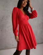 by swan Rochie Roșie din Viscoză cu Croială Cloș Selaitea