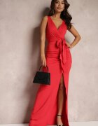 by swan Rochie roșie drapata cu crapătură decorativă Alphophe