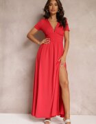 by swan Rochie Roșie Maxi cu Fusta Evazată și Fentă Zarya