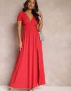 by swan Rochie Roșie Maxi cu Fusta Evazată și Fentă Zarya