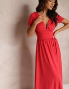 by swan Rochie Roșie Maxi cu Fusta Evazată și Fentă Zarya