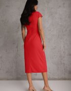 by swan Rochie Roșie Midi cu Decolteu Pătrat Linerana