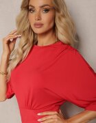by swan Rochie Roșie Mini cu cordon și mâneci tip liliac Yarleta