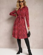 by swan Rochie Roșie Tip cămașă Legată în talie Shelah