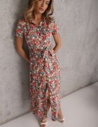 by swan Rochie Roșu-Verde Cloș din Viscoză Închisă cu nasturi Decorată cu o curea Dimica