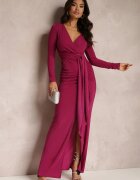 by swan Rochie Roz cu decolteu petrecut Strălucitoare cu drapaj Umoria