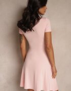 by swan Rochie Roz cu Viscoză cu Croi Cloș cu Decolteu Pătrat Miluriela