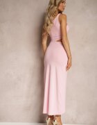 by swan Rochie Roz Fantezie pe un umăr cu decupaj ornată cu cataramă metalică Xanlea