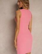 by swan Rochie Roză cu Viscoză croi creion fără Mâneci Nelifara