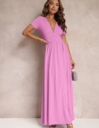 by swan Rochie roză maxi cu poale evazate și șliț Zarya