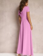 by swan Rochie roză maxi cu poale evazate și șliț Zarya