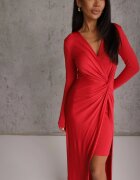 by swan Rochie Taliată Roșie cu adaos de Viscoză Ornată cu Pliuri Heriova
