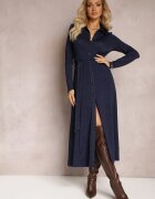 by swan Rochie tip cămașă albastru marin midi cu cordon legat Xudilla