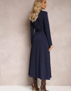 by swan Rochie tip cămașă albastru marin midi cu cordon legat Xudilla