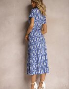 by swan Rochie tip cămașă bleumarin cu cordon textil și nasturi cu imprimeu geometric Usklea