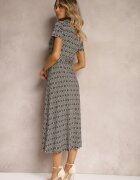 by swan Rochie tip cămașă Neagră cu model geometric cu nasturi Xarrah