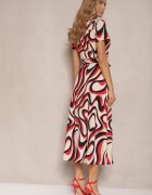 by swan Rochie tip cămașă Roșie cu imprimeu abstract Legată în talie Zivellea