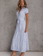by swan Rochie tip cravată petrecută din vâscoză cu model mozaic Egesilea Albastră