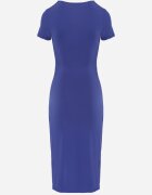 by swan Rochie tip plic bleumarin midi cu mânecă scurtă și nod decorativ Katasia
