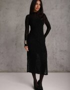 by swan Rochie Transparentă Neagră cu imprimeu leopard din catifea și fante Zailnn
