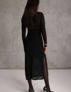 by swan Rochie Transparentă Neagră cu imprimeu leopard din catifea și fante Zailnn