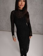by swan Rochie Transparentă Neagră cu imprimeu leopard din catifea și fante Zailnn