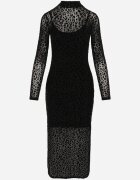 by swan Rochie Transparentă Neagră cu imprimeu leopard din catifea și fante Zailnn