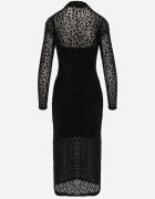by swan Rochie Transparentă Neagră cu imprimeu leopard din catifea și fante Zailnn