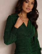 by swan Rochie Verde cu Încrețitură și Fibră Metalică Amitie