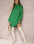 by swan Rochie Verde de Lână Oversize cu Guler înalt Revite